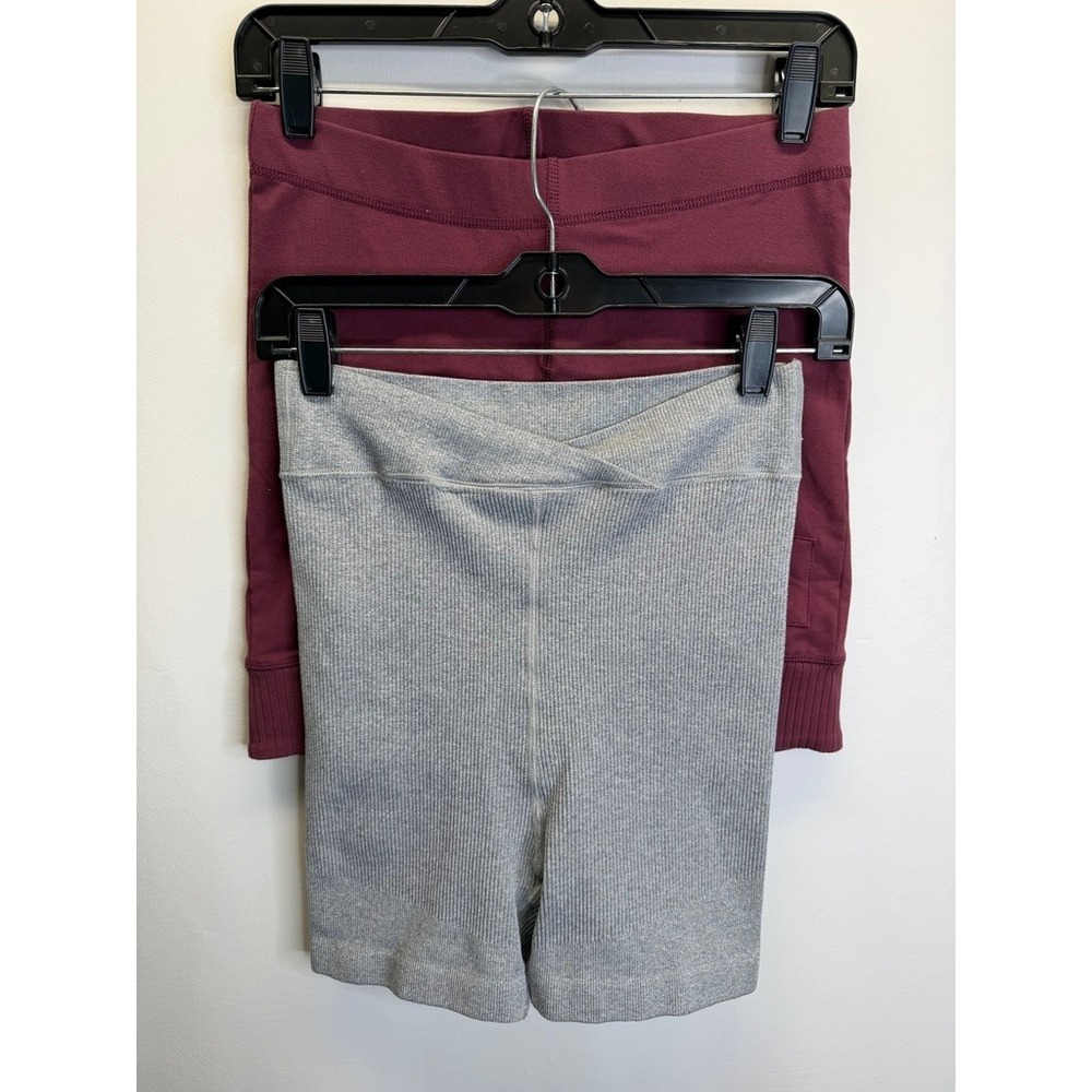 Free People Movement Biker Shorts Women Medium Grey Maroon 2 Pack Bundle